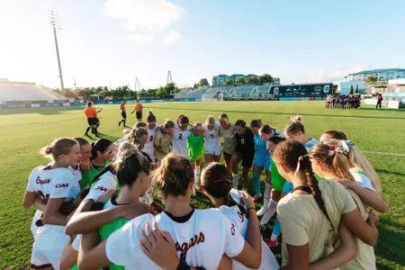 Women's soccer huddle