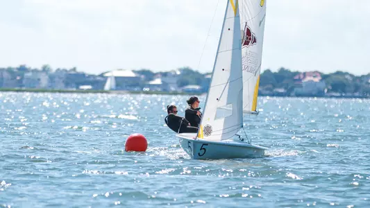College of Charleston sailing competing at practice.