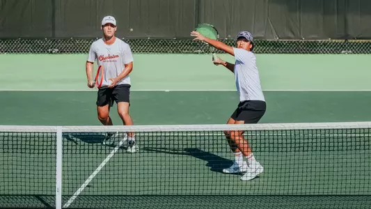 Eddie Vo/Jordy Larke returning ball in doubles