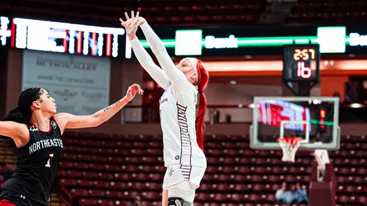 Jami Hill Shoots 3-pointer against Northeastern