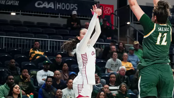 Sophia Tougas shoots three pointer at CAA Tournament
