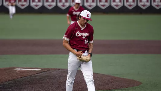Kaden Myers celebrating a strikeout March 15 against Stony Brook.