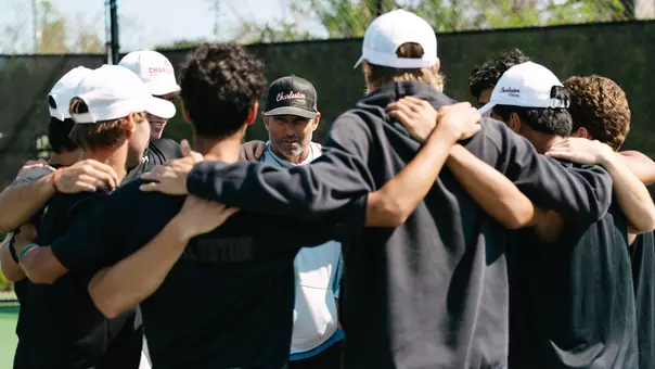 MTEN Team Huddles before match against Hofstra
