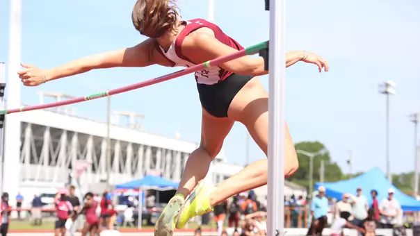 Kinsley Allen clearing bar in high jump