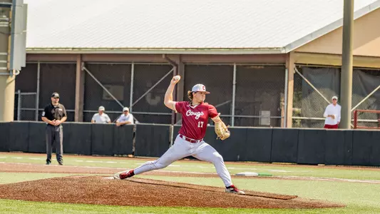 Carson Bryant throwing a pitch at Patriots Point.