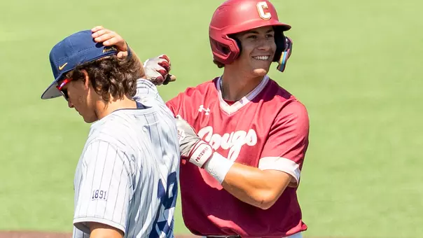 Ethan Plyler celebrating a hit April 12 vs NCAT.