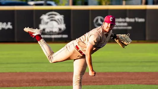 Conner Frail throwing a pitch April 14, 2026 vs USC Upstate.