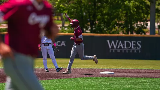 Will Tippett celebrating a home run May 10, 2026 at Elon.