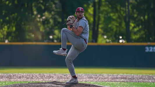 Kurt Rogers throwing a pitch May 9, 2026 at Elon.