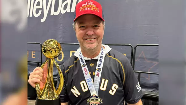 Jason Kepner celebrating his 2026 USAV Adult Nationals title.