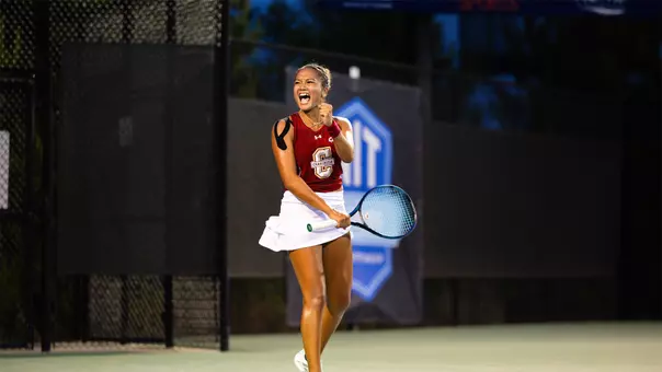 Oziera Ahmad celebrates winning a point