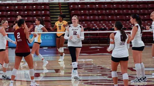 Caroline Noonan smiling after a Charleston point at TD Arena.