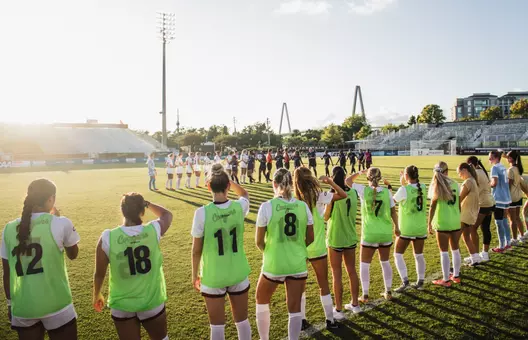 Women's soccer pre-game lineup