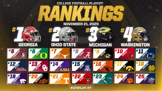 College Football Playoff Top 25: November 21, 2023
