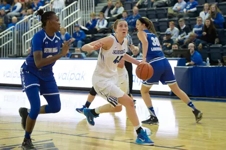 Bluejay WBB Begins Final Road Weekend at Seton Hall. Image