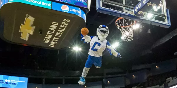 Billy Bluejay dunks!