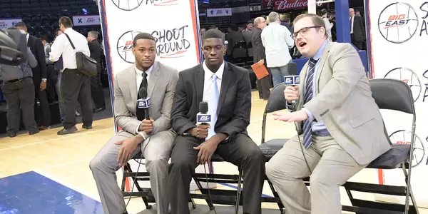 Marcus Foster, Khyri Thomas and John Fanta at 2017 BIG EAST Basketball Media Day