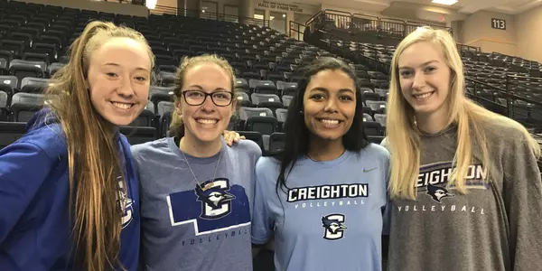 Fall 2017 Creighton Volleyball recruits: Kari Zumach, Jaela Zimmerman, Keely Davis, Annika Welty