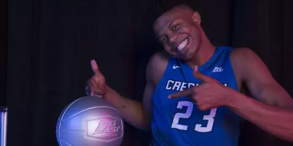 Justin Patton with BIG EAST Tournament trophy