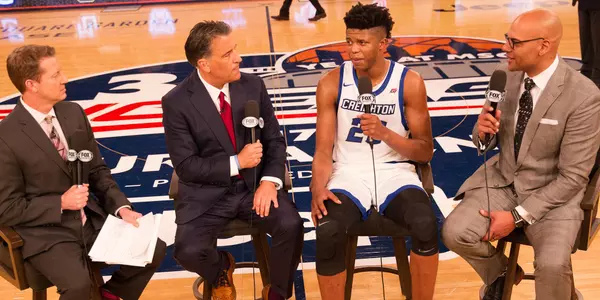 Justin Patton with FOX crew studio media press