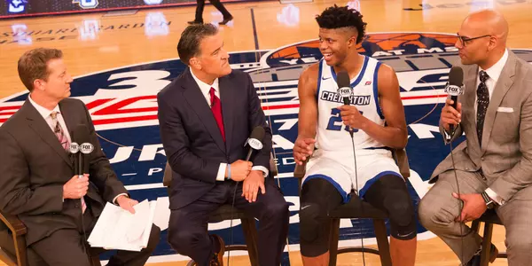 Justin Patton with FOX crew studio media press