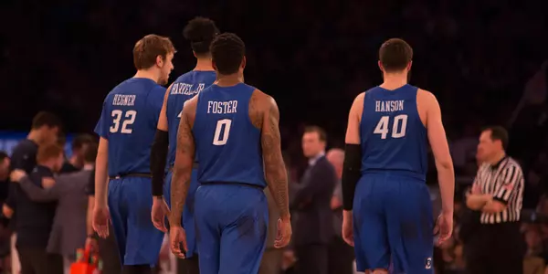 Men's basketball huddle