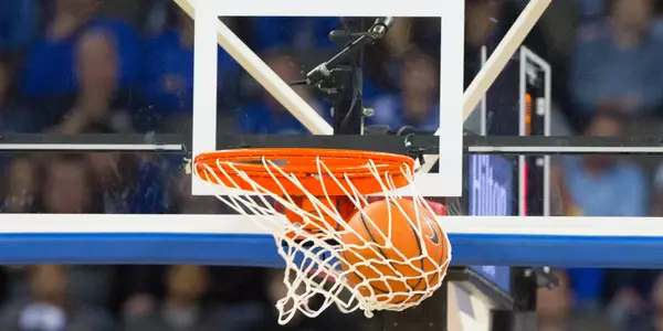 basketball through the hoop net swish