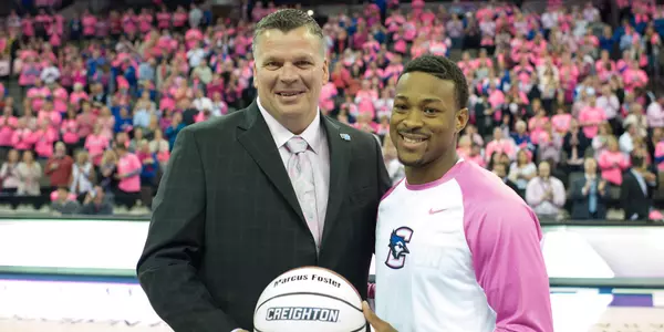 Greg McDermott and Marcus Foster 1,000 point ball at Creighton