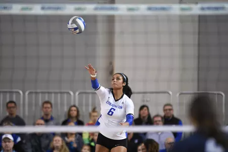 Omaha, NE - November 22: Creighton Bluejays women’s volleyball defeated the Marquette Golden Eagles 3-1 for a sixth consecutive win and the Big East regular season championship at Sokol Arena on November 22, 2019 in Omaha.