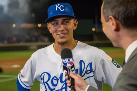 Nicky Lopez is interviewed by MLB TV's Jon Paul Morosi