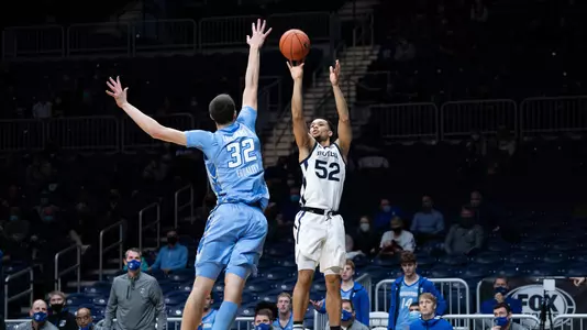 INDIANAPOLIS, IN - JANUARY 16: during the men's college basketball game between the Creighton Bluejays and Butler Bulldogs on January 16, 2021, at Hinkle Fieldhouse in Indianapolis, IN. (Photo by Zach Bolinger/Icon Sportswire)