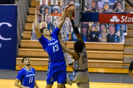 Christian Bishop blocked shot