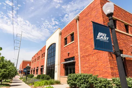 The Championship Center Street View with Big East Banner 2022