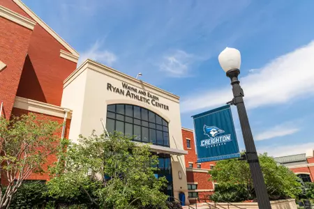 Ryan Athletic Center with Creighton Banner 2022
