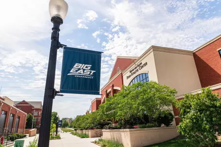 Ryan Athletic Center with Big East Banner 2022