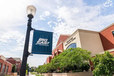 Ryan Athletic Center with Big East Banner 2022