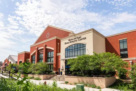 Ryan Athletic Center with Walkway in front 2022