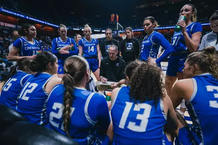 Head Coach Jim Flanery draws up a play during a timeout in the BIG EAST Tournament Semi-finals game against Villanova on March 5, 2023.