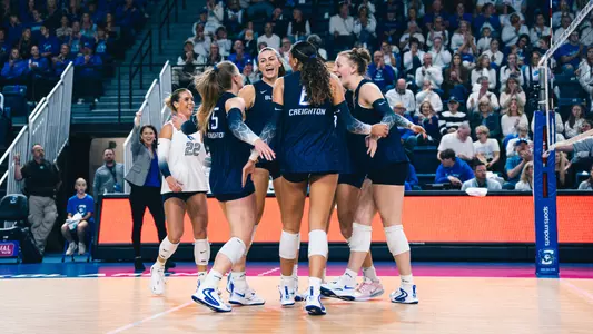 Creighton Volleyball celebrates a point