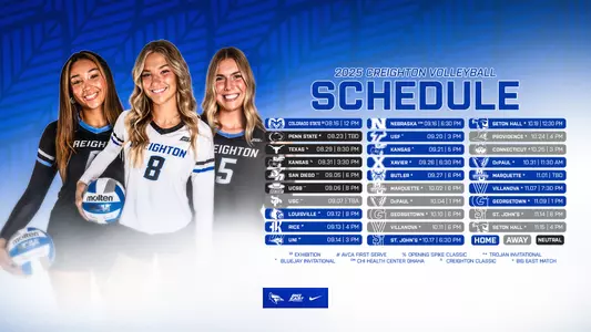 2025 Creighton Volleyball Schedule graphic