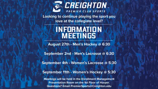 Premier Club Sports Dates, Times, and Locations for Information Meetings