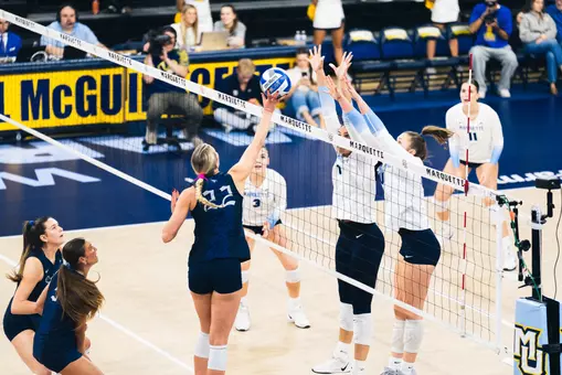 Volleyball Takes Down Marquette to Move Into Tie Atop BIG EAST