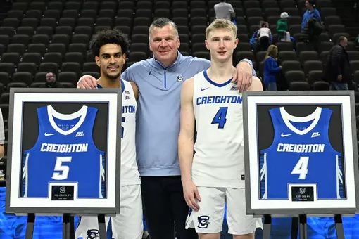 Josh Dix and Nik Graves with Greg McDermott - Senior Day