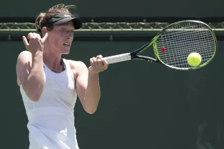 CSUN?s Monika Van de Vondel during 2019 Big West Tennis Championships Day 2 at Indian Wells Tennis Garden on Friday, April 26, 2019 in Indian Wells, California. (Photo/Josh Barber)