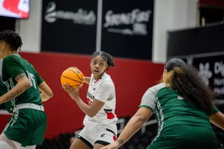 Kayanna Spriggs with the ball.