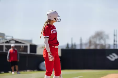 Mikayla Carman standing at bat