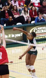 Mekana Barnes recorded a career-high 14 kills in the loss.