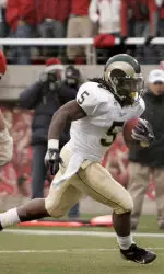 Gartrell Johnson rounds Utah players to score a touchdown during the second quarter. (AP Photo/Douglas C. Pizac)