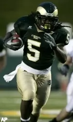 Running back Gartrell Johnson III heads down the field for a long gain in the third quarter. (AP)