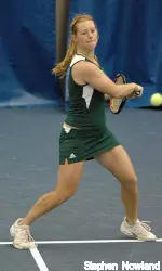 Junior Sarah Seltsam earned both a doubles and a singles win against Dixie State
